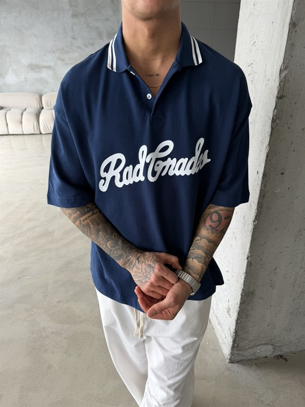 Rad Gnades Baskılı Polo Yaka T-Shirt - Lacivert