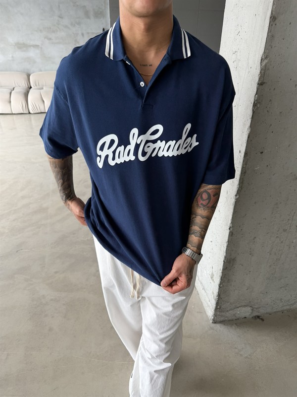 Rad Gnades Baskılı Polo Yaka T-Shirt - Lacivert