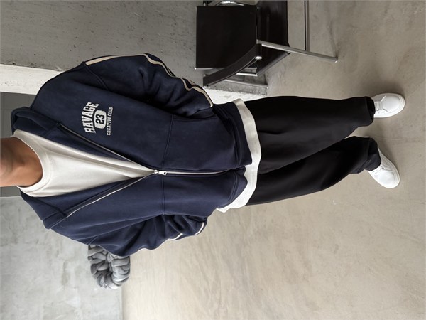 Raver College Şerit Detaylı Fermuarlı Hoodie
