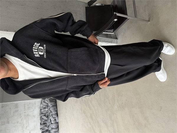 Raver College Şerit Detaylı Fermuarlı Hoodie