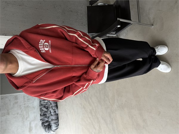 Raver College Şerit Detaylı Fermuarlı Hoodie