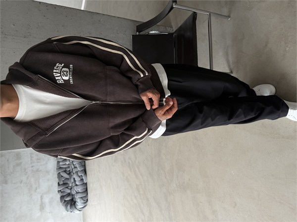 Raver College Şerit Detaylı Fermuarlı Hoodie