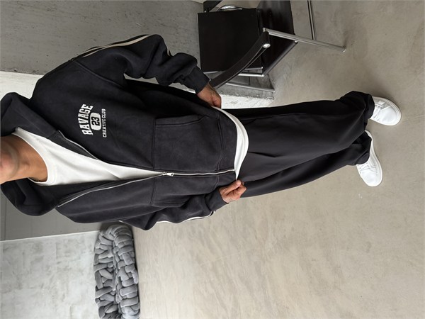 Raver College Şerit Detaylı Fermuarlı Hoodie