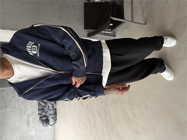 Raver College Şerit Detaylı Fermuarlı Hoodie
