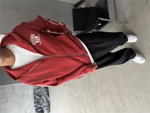 Raver College Şerit Detaylı Fermuarlı Hoodie