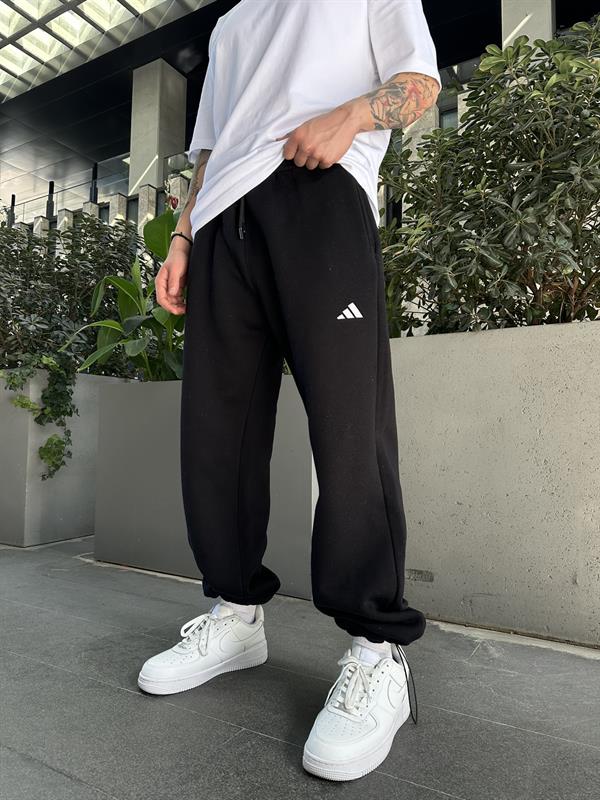 Reflektör Baskı Baggy Stoper Paça Eşofman Altı-Siyah