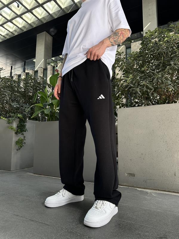 Reflektör Baskı Baggy Stoper Paça Eşofman Altı-Siyah