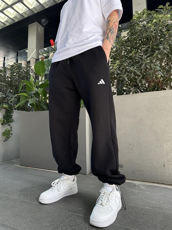 Reflektör Baskı Baggy Stoper Paça Eşofman Altı-Siyah