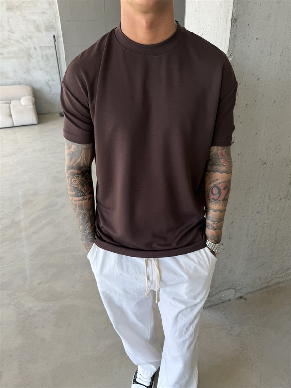 Regular Fit Basic T-Shirt - Kahve