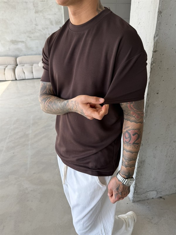Regular Fit Basic T-Shirt - Kahve