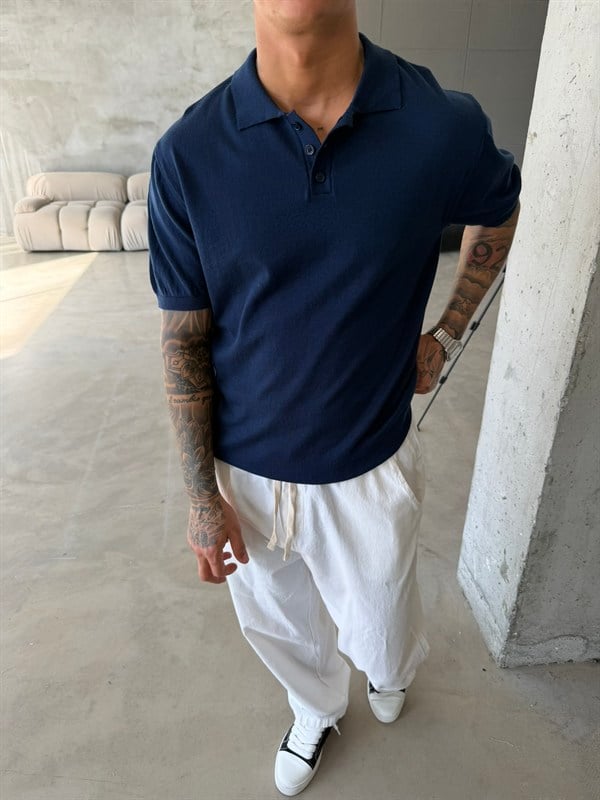 Regular Fit Triko Polo T-Shirt - Lacivert