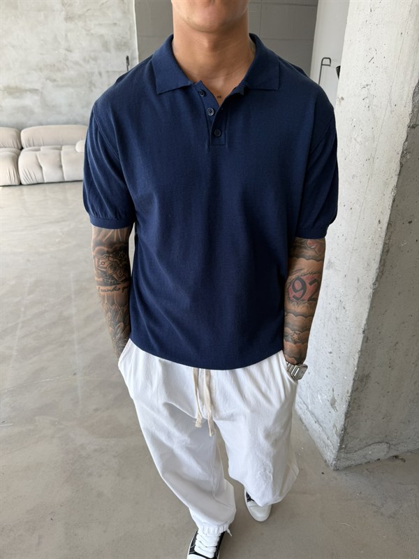 Regular Fit Triko Polo T-Shirt - Lacivert
