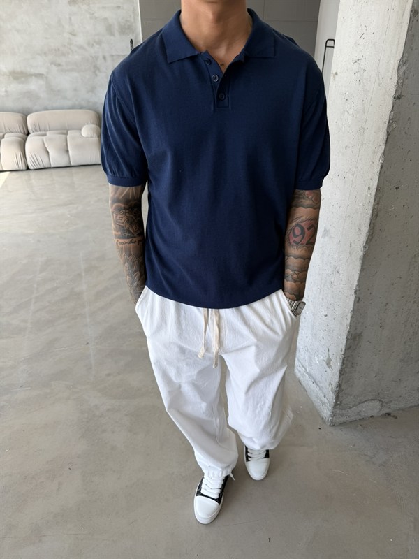 Regular Fit Triko Polo T-Shirt - Lacivert