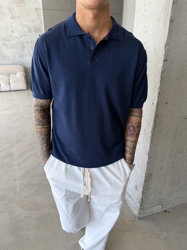 Regular Fit Triko Polo T-Shirt - Lacivert
