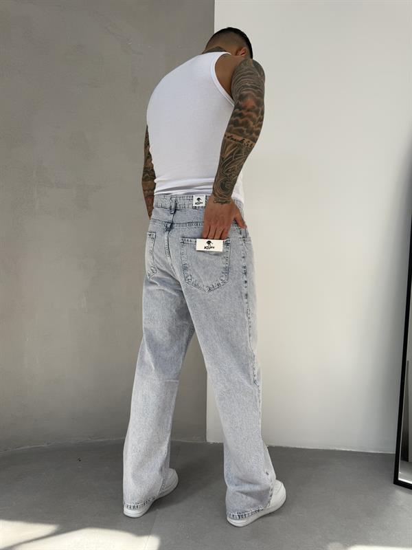 Relax Fit Yırtık Detaylı Baggy Pantolon - Buz Mavi