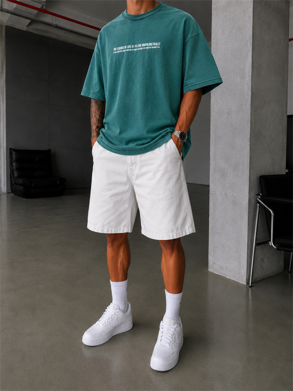 Renegade Yıkamalı Oversize T-Shirt -Yeşil