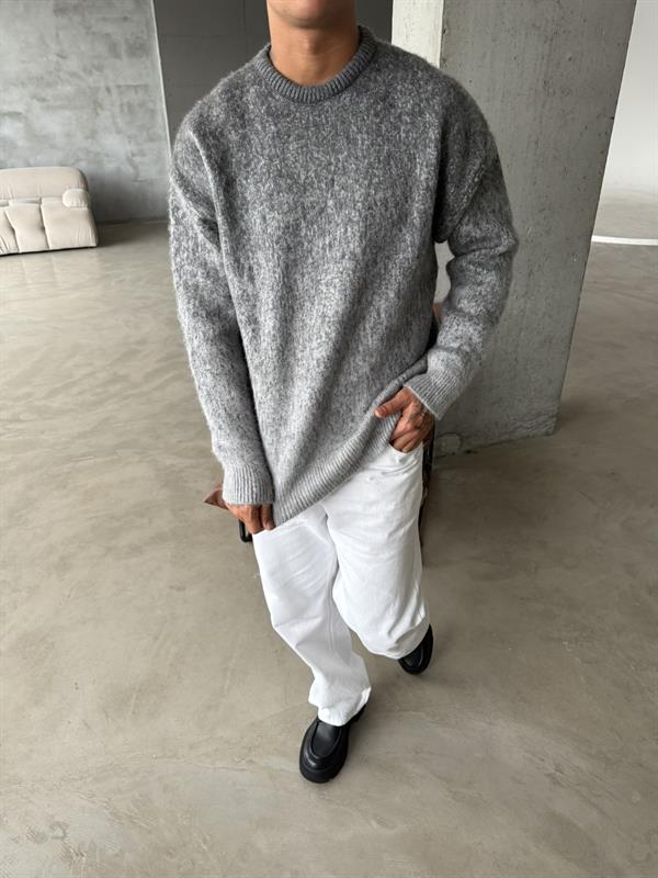 Renk Geçişli Triko Kazak - Gri