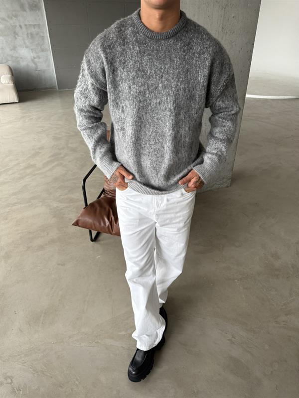 Renk Geçişli Triko Kazak - Gri