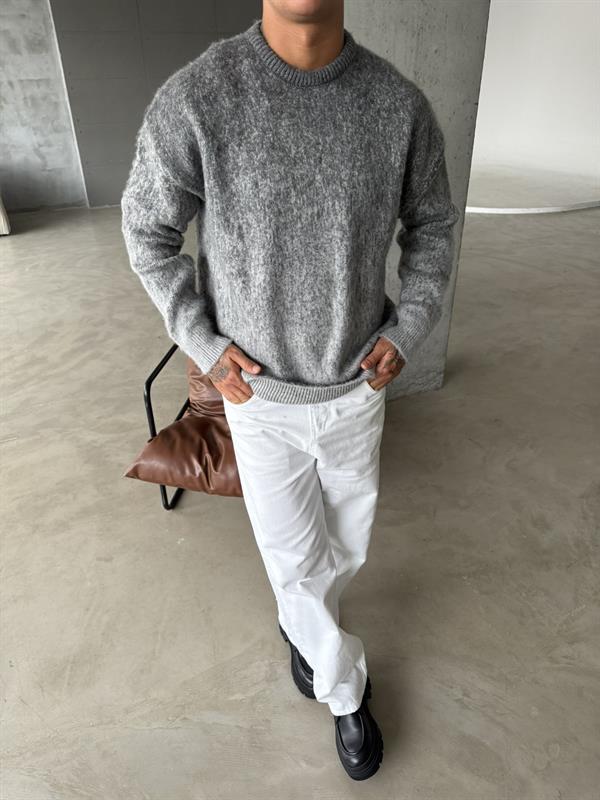 Renk Geçişli Triko Kazak - Gri