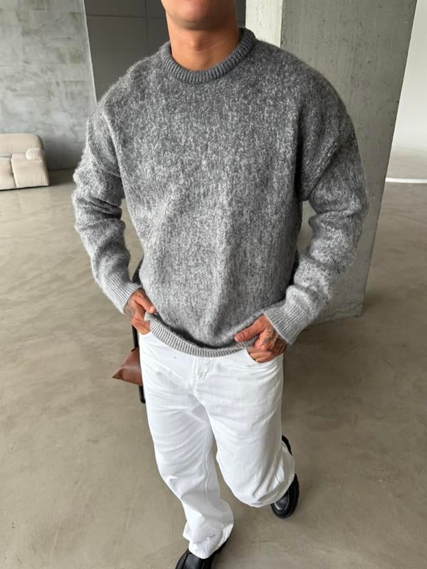 Renk Geçişli Triko Kazak - Gri