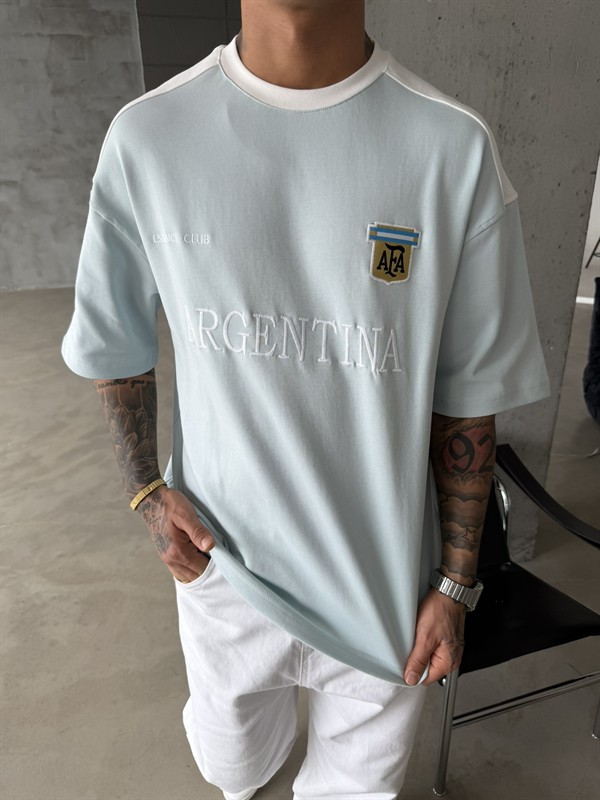 Retro AFA Style Basic T-Shirt - Bebe Mavi