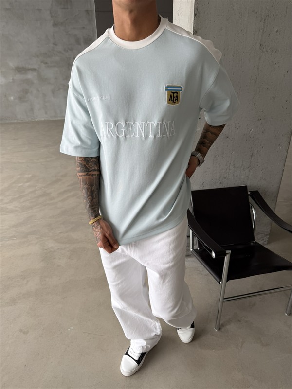 Retro AFA Style Basic T-Shirt - Bebe Mavi