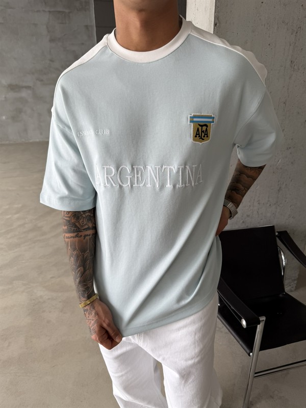 Retro AFA Style Basic T-Shirt - Bebe Mavi