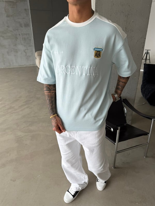 Retro AFA Style Basic T-Shirt - Bebe Mavi