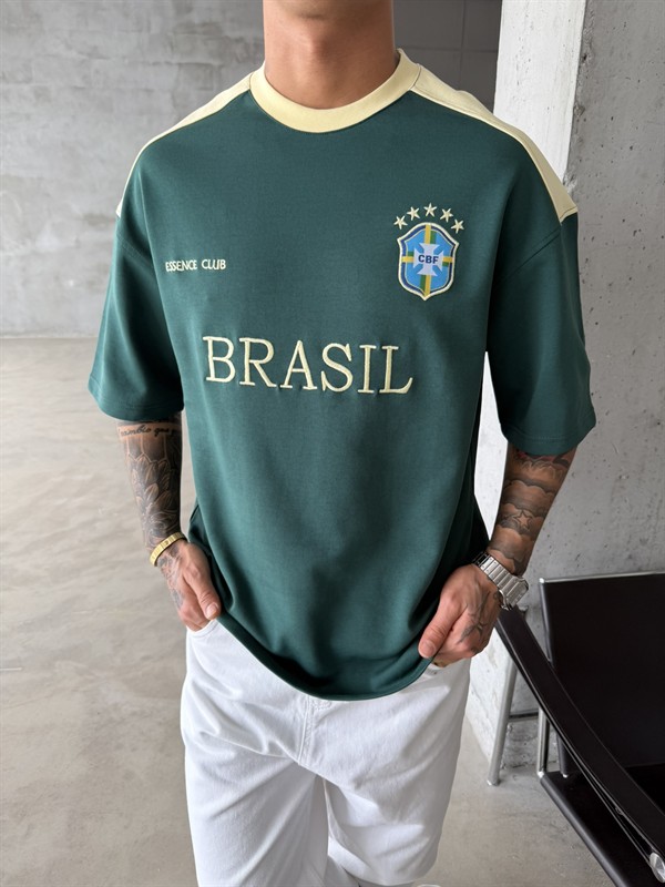 Retro BRASIL Style Basic T-Shirt - Sarı