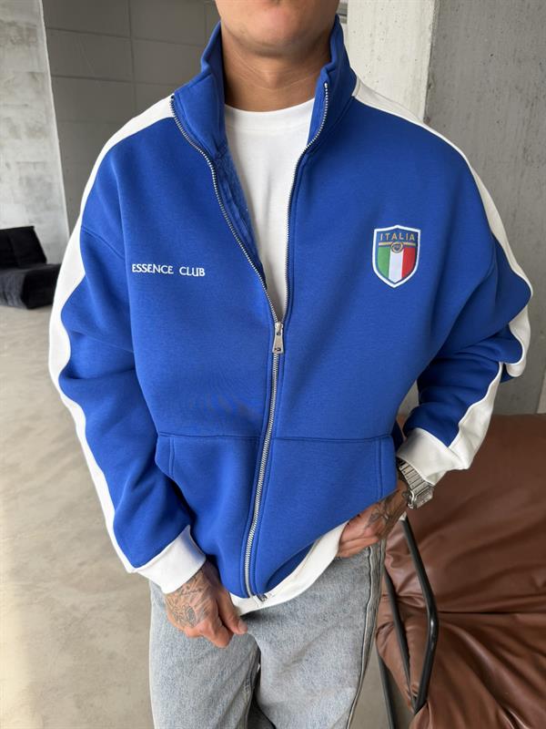 Retro Italia Style Track Zip - Mavi