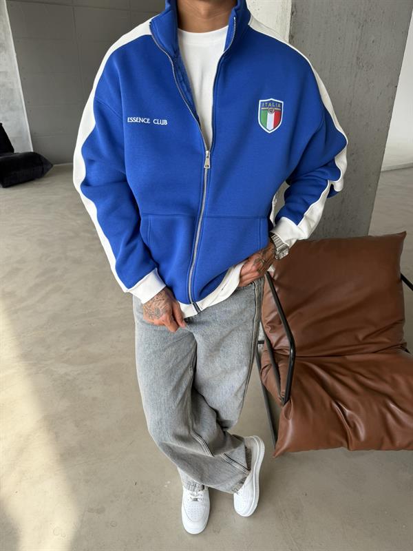 Retro Italia Style Track Zip - Mavi