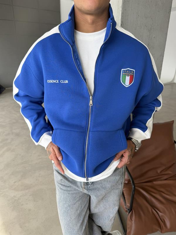 Retro Italia Style Track Zip - Mavi