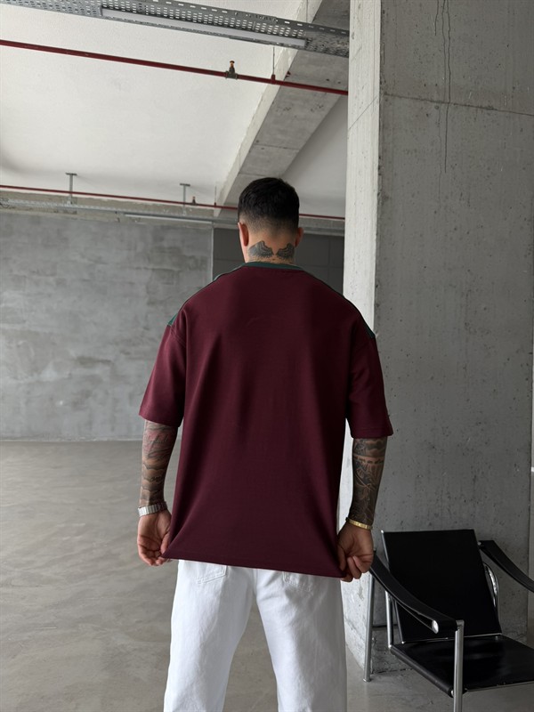 Retro Portogul Style Basic T-Shirt - Bordo