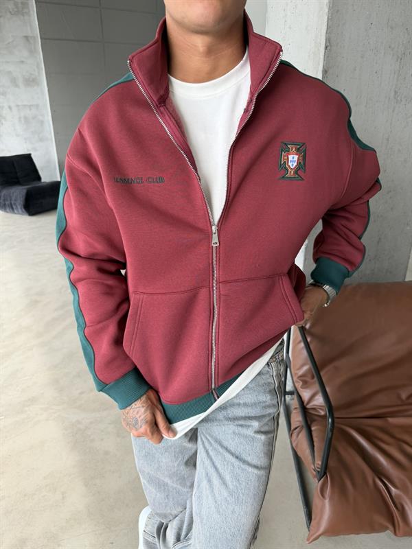 Retro Portugal Style Track Zip -Bordo