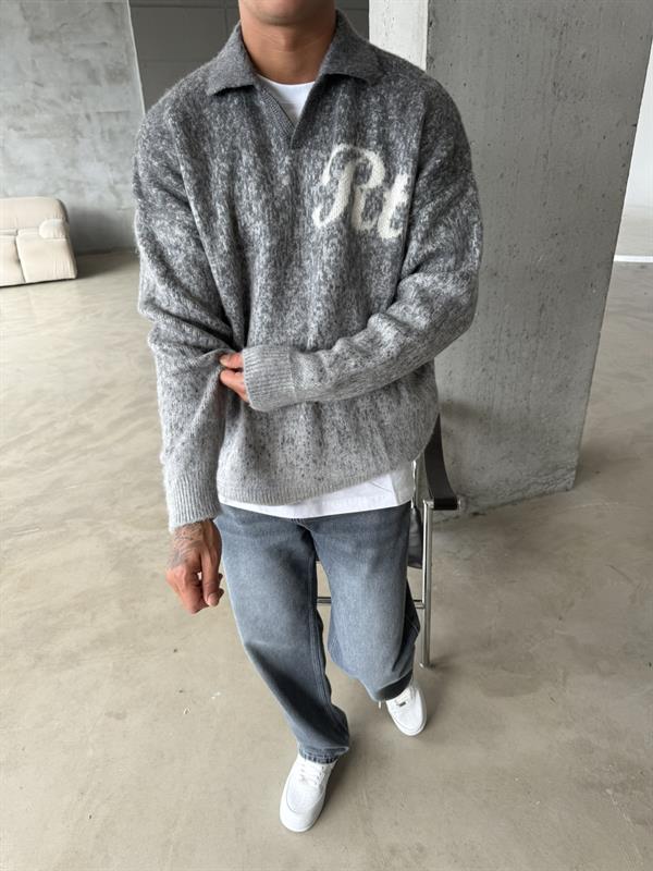 Retro Renk Geçişli Triko - Gri