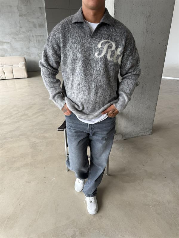 Retro Renk Geçişli Triko - Gri