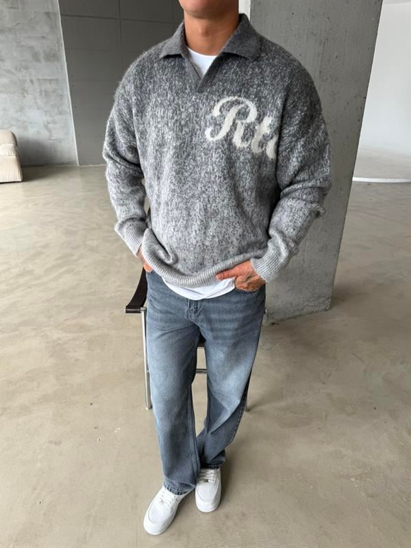 Retro Renk Geçişli Triko - Gri