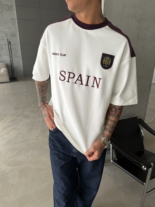 Retro SPAİN Style Basic T-Shirt - Beyaz
