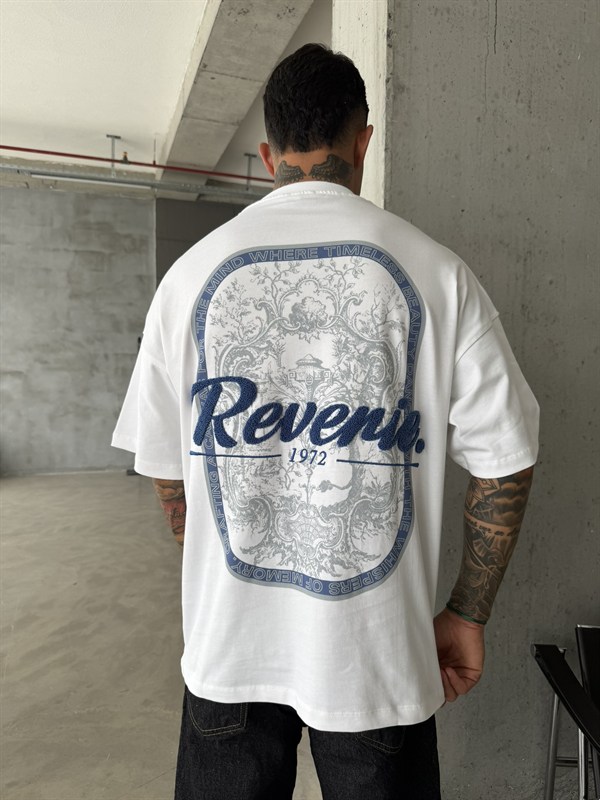 Reverie Nakışlı Premium T-Shirt - Beyaz