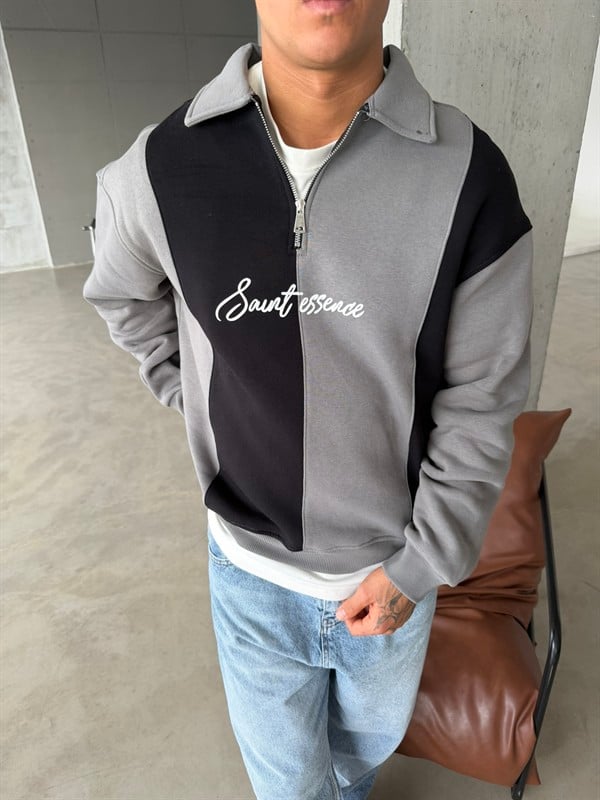 Saunt Essence Half Zip Sweat - Gri