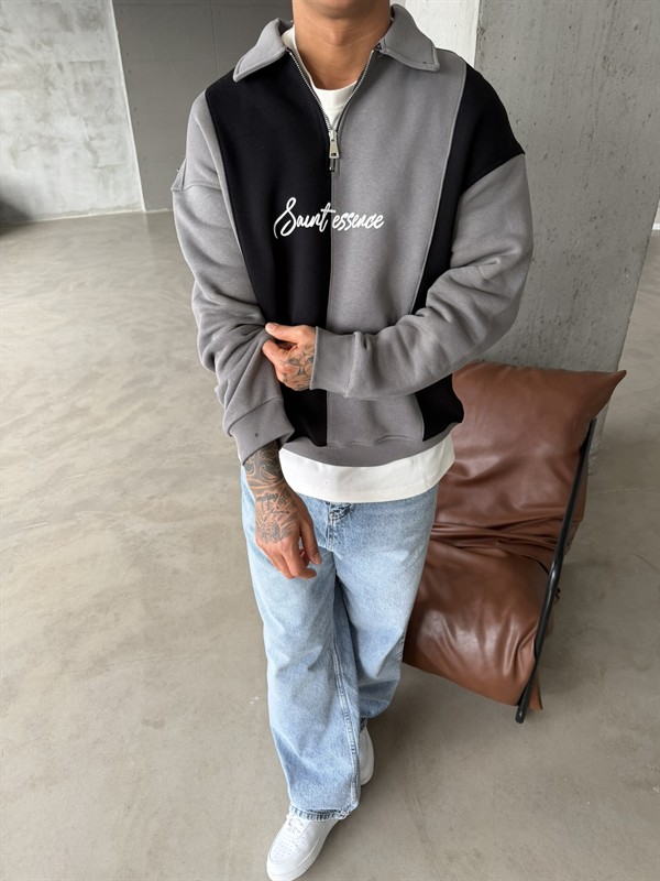 Saunt Essence Half Zip Sweat - Gri