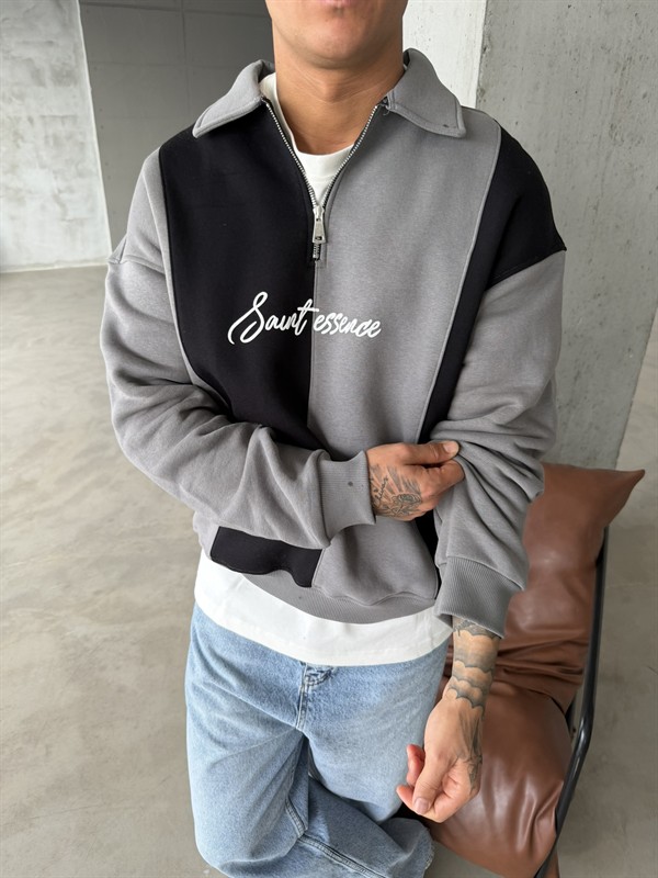 Saunt Essence Half Zip Sweat - Gri