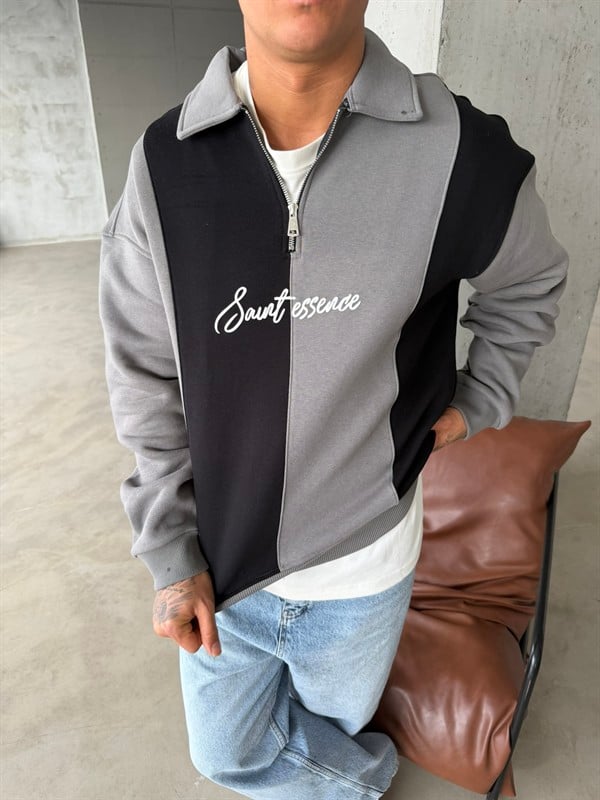 Saunt Essence Half Zip Sweat - Gri