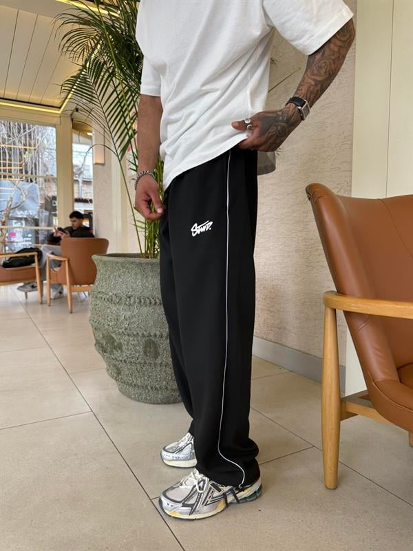 Şerit Detaylı SW Baggy Eşofman - Siyah