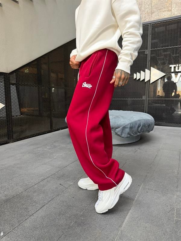 Şerit Detaylı SW Baggy Eşofman - Bordo
