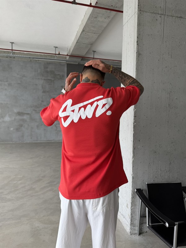 Sırt Baskılı Stwd T-Shirt -  Kırmızı
