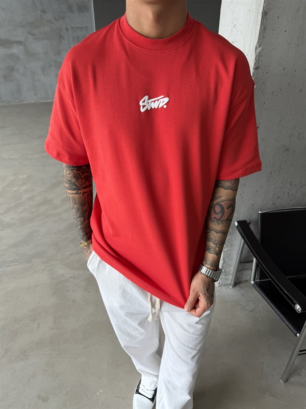 Sırt Baskılı Stwd T-Shirt -  Kırmızı