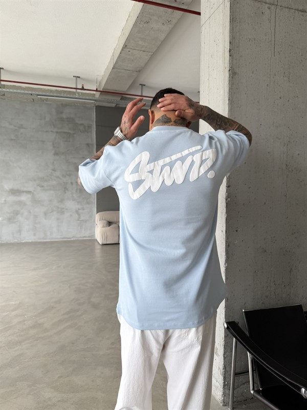 Sırt Baskılı SW T-Shirt - Bebe Mavi