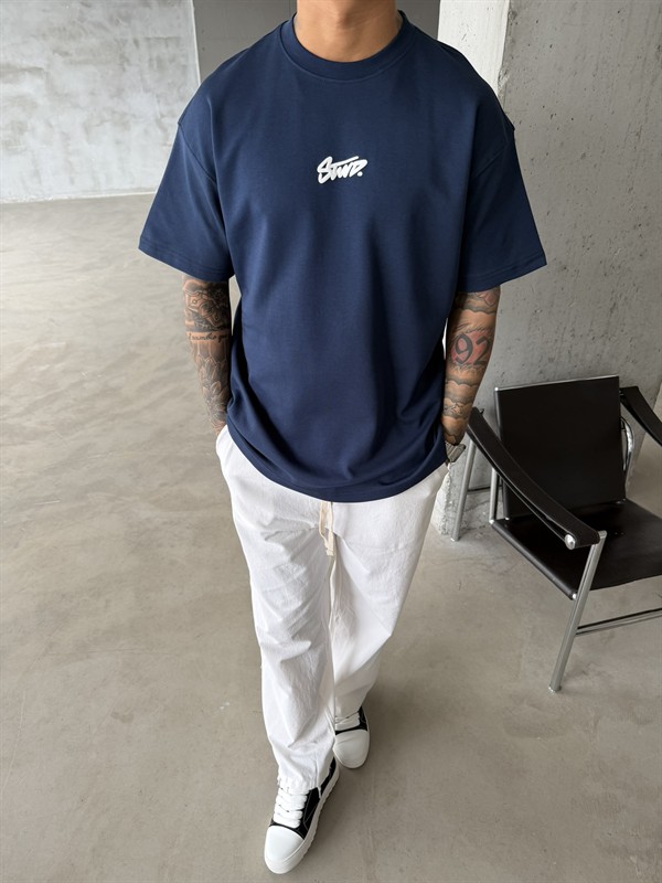 Sırt Baskılı SW T-Shirt - İndigo