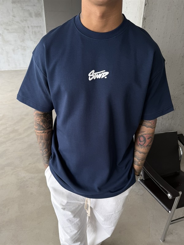 Sırt Baskılı SW T-Shirt - İndigo